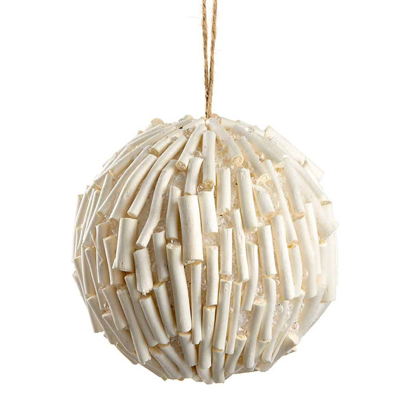 4.75" Twig Ball Ornament Beige (Pack Of 12) XM0413-BE By Silk Flower