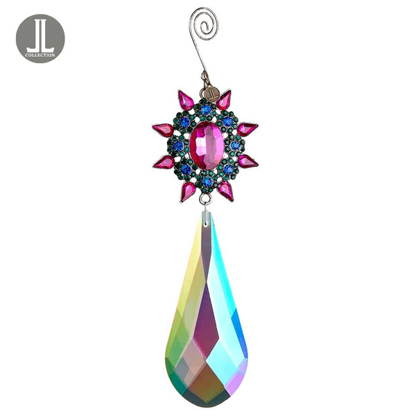 7.5" Rhinestone Drop Ornament Peacock (Pack Of 6) XN3122-PC By Silk Flower