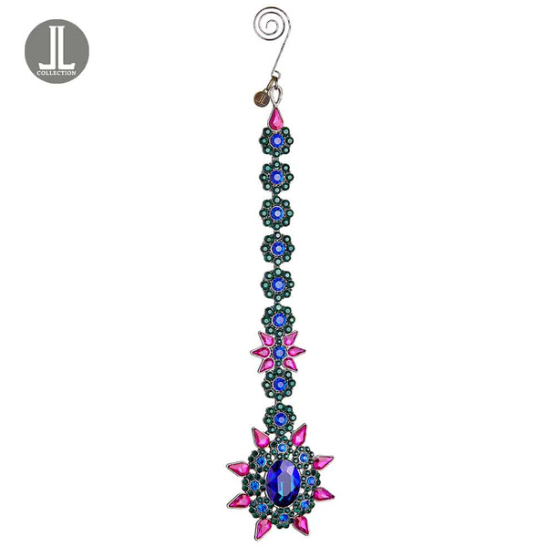 10.5" Rhinestone Starburst Ornament Antique Peacock (Pack Of 6) XN8058-PC/AT By Silk Flower