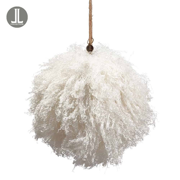 4.75" Fur Ball Ornament White (Pack Of 12) XN8159-WH By Silk Flower