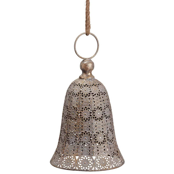 12"H X 6.75"D Filigree Bell Ornament Antique Gold (Pack Of 6) XN9031-GO/AT By Silk Flower