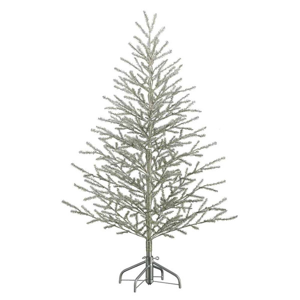 5'Hx40"D Tinsel Tree X368 On Metal Stand Antique Silver YTM225-SI/AT By Silk Flower