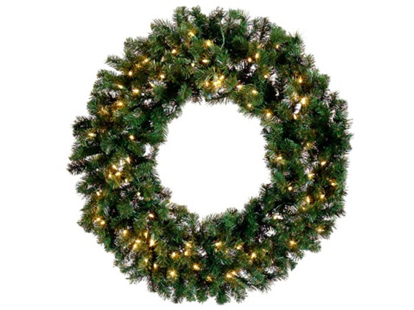 36" Deluxe Windsor Pine Wreath X330 W/100 Clear Lights Green (Pack Of 2) YWW836-GR By Silk Flower