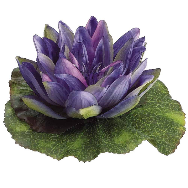 6.5"W X 6.5"L Floating Water Lily Flower Head Blue (Pack Of 24) AAF393-BL By Silk Flower