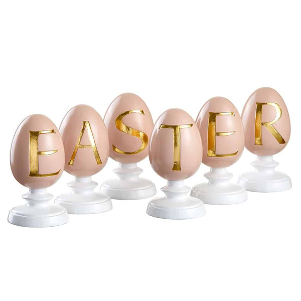 5.5" Easter Egg Table Top (6 Ea/Set) Pink Gold (Pack Of 2) AEZ924-PK/GO By Silk Flower
