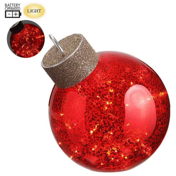 7.7" Battery Operated Glass Ball Table Top With Light Red (Pack Of 2) XA9000-RE By Silk Flower