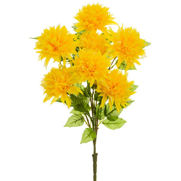 25" Dahlia Bush X5 Yellow (Pack Of 12) FBD023-YE By Silk Flower