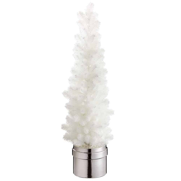 33" Glittered Pine Tree In Ceramic Pot White (Pack Of 2) XAT785-WH By Silk Flower