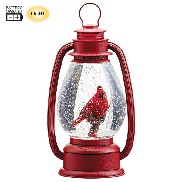 9.5" Battery Operated Cardinal Lantern Globe With Light Red (Pack Of 6) XAX552-RE By Silk Flower