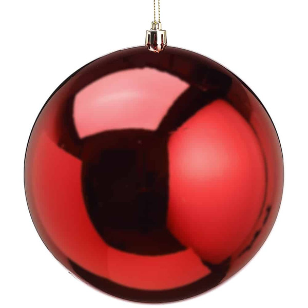 6" Shiny Plastic Ball Ornament Red (Pack Of 24) XN4803-RE By Silk Flower