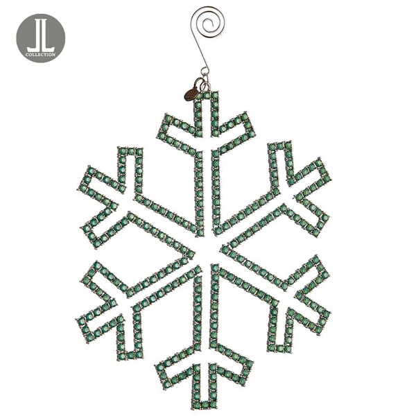 7.25" Rhinestone Snowflake Ornament Jade Silver (Pack Of 6) XN8106-JA/SI By Silk Flower