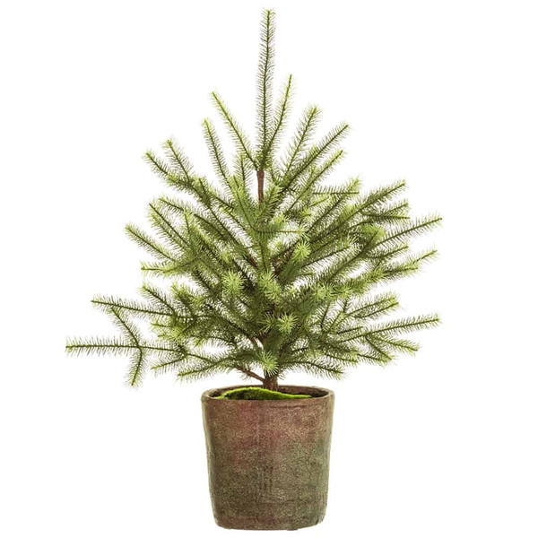30" Pine Tree In Cement Pot Green (Pack Of 2) YTP100-GR By Silk Flower