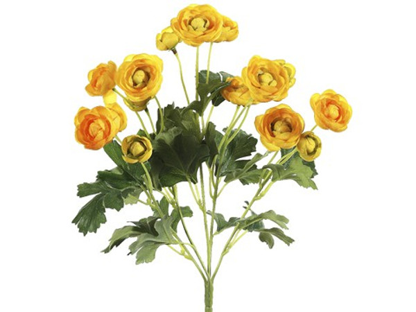 13" Mini Ranunculus Bush X5 Yellow 12 Pieces FBR995-YE