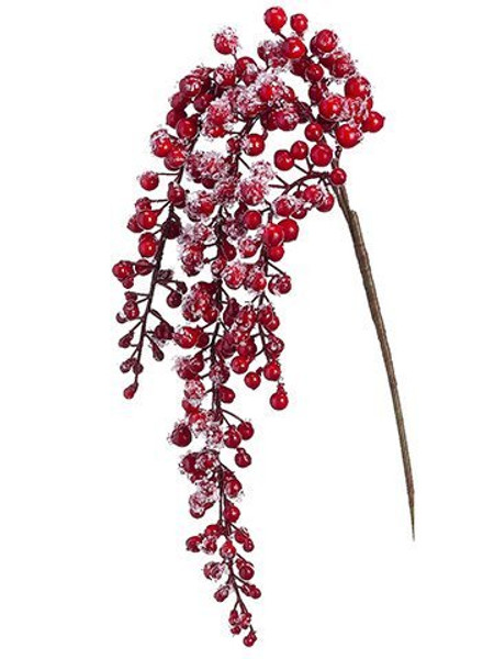 26" Iced Berry Hanging Spray Red Iced 12 Pieces XBS017-RE/IC