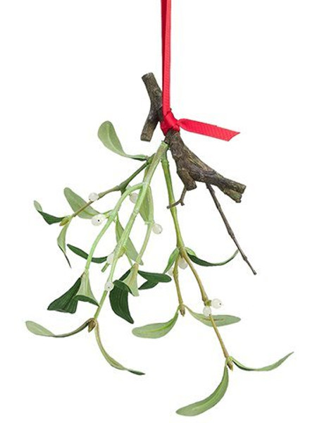 8" Hanging Mistletoe Branch Green 12 Pieces XIG825-GR