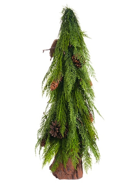 28" Pine Cone/Pine Topiary In Poly Resin Pot Green YTM133-GR
