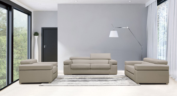 Divani Casa Atlantis Modern Light Grey Bonded Leather Sofa Set