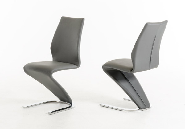 Penn Modern Grey Leatherette Dining Chair (Set Of 2)