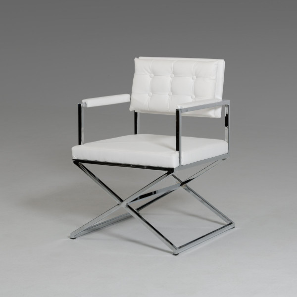 Modrest Cosme Modern White Leatherette Dining Armchair
