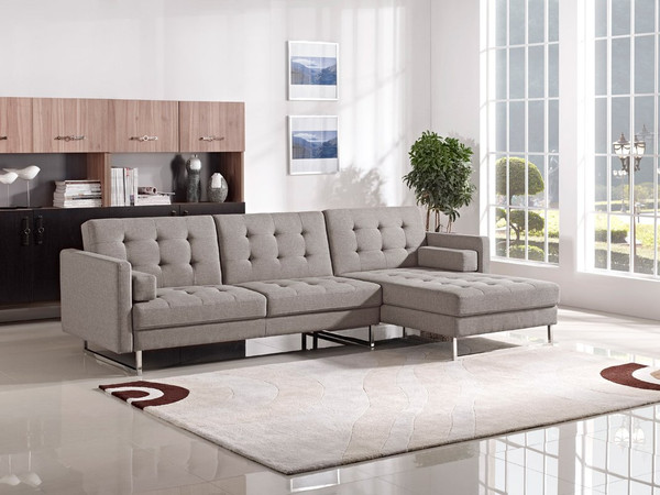 Divani Casa Smith Modern Brown Fabric Sectional Sofa