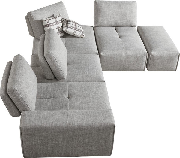 Divani Casa Platte Modern Grey Fabric Modular Sectional Sofa