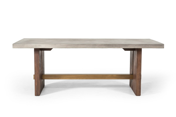 Modrest Amos Modern Concrete & Acacia Dining Table