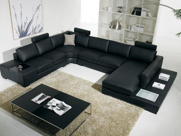 Divani Casa T35 - Modern Eco-Leather Sectional Sofa With Light