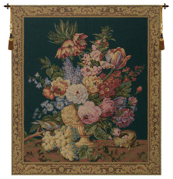 Brussels Bouquet Green I European Tapestry WW-11567-15448
