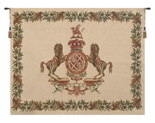 Horse Crest Beige European Tapestry WW-11571-15452