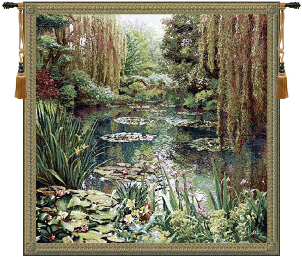 Monet's Garden 3 With Border Belgian Tapestry Wall Art WW-1670-2442