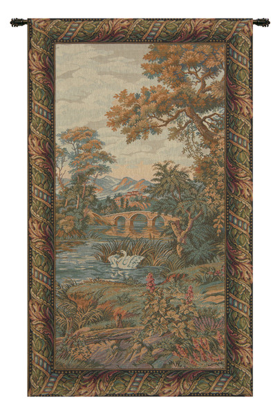 Swan In The Lake Vertical Italian Tapestry WW-304-418