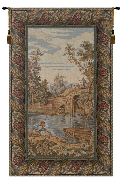 Fishing At The Lake Vertical Italian Tapestry WW-306-422