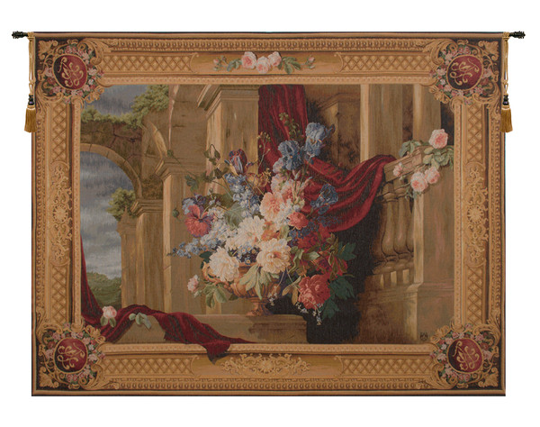 Bouquet Et Architecture Horizontal French Tapestry WW-419-713