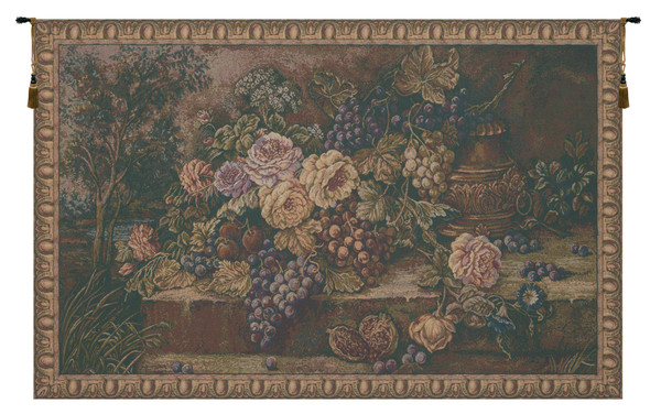 Bouquet With Grapes Green Italian Tapestry WW-4554-6441