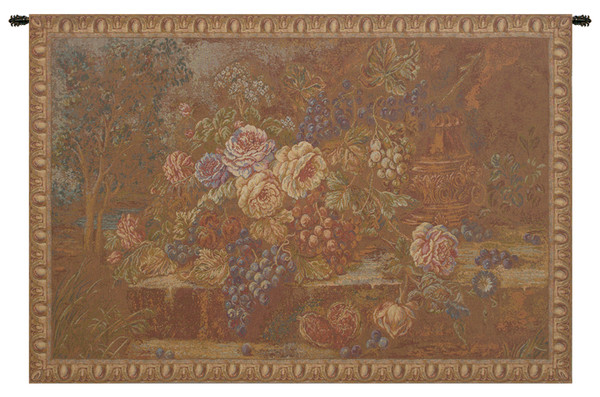 Bouquet With Grapes Red Italian Tapestry WW-4555-6442