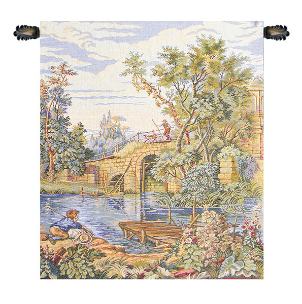 Fishing At The Lake Italian Tapestry WW-5749-8054