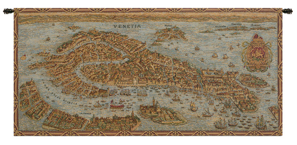 Ancient Map Of Venice Horizontal Italian Tapestry WW-7902-11038