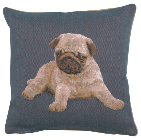 Puppy Pug Blue French Cushion WW-8586-12012