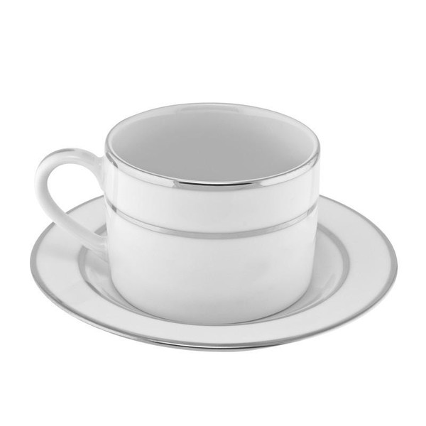 10 Strawberry Street Silver Double Line 6-Ounces Can Cup/Saucer- Pack Of 24 DSL0009