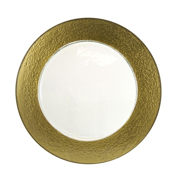 10 Strawberry Street Halo Colored 13" Gold Rim Glass Charger Plates- Pack Of 12 HAL-GLD340