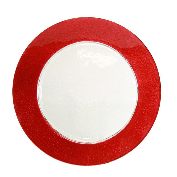 10 Strawberry Street Halo Colored 13" Red Rim Glass Charger Plates- Pack Of 12 HAL-RED340