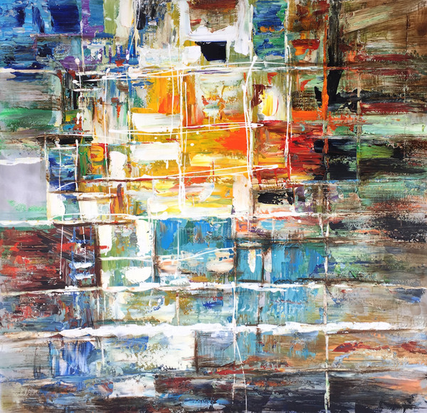 VGSHDADC8108 Modrest 39" X 39" Abstract Oil Painting By VIG