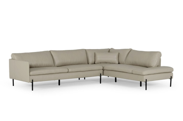 VGKKKF.1061Z-GRY-RAF-SECT Divani Casa Sherry - Modern Grey Raf Chaise Leather Sectional Sofa By VIG