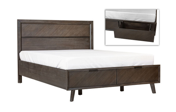 VGWDROGER-BRN-BED Modrest Roger - Mid-Century Acacia Bed - Queen By VIG
