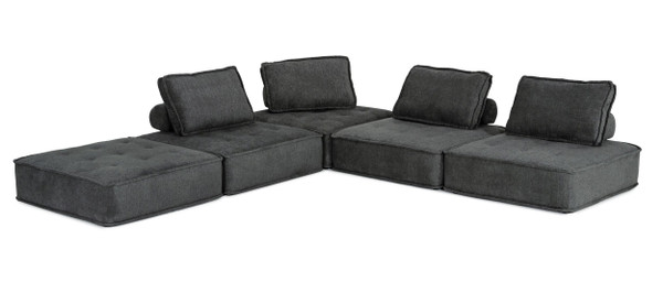 VGKNK8542-DKGRY-1 Divani Casa Nolden - Modern Dark Grey Fabric Sectional Sofa By VIG
