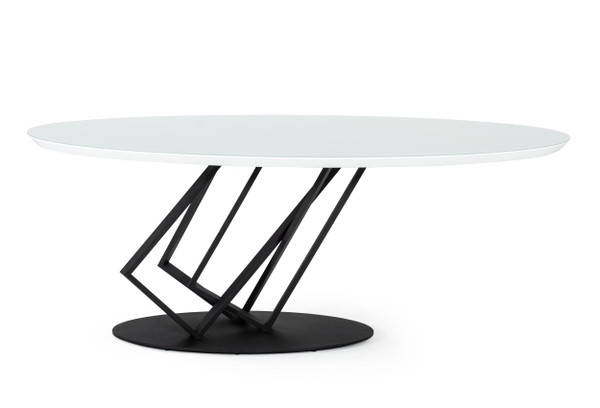 VGVCT1920-3 Modrest Corbett - Modern High Gloss White W/ Frosted Glass Dining Table By VIG