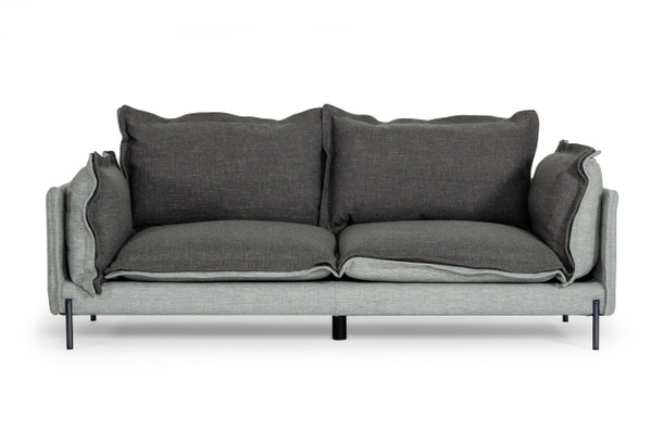 VGCF591-DKGRY-S Divani Casa Mars - Modern Grey & Dark Grey Fabric Sofa By VIG