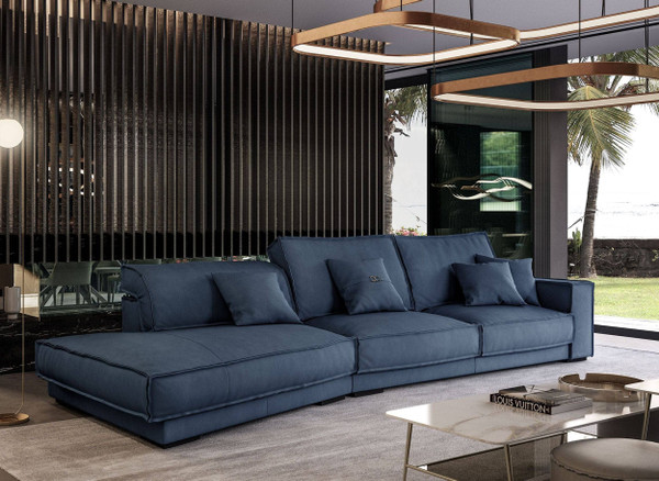 VGCCBAXTER-STATUS-BLUE Coronelli Collezioni Sevilla - Italian Contemporary Blue Leather Sectional Sofa By VIG