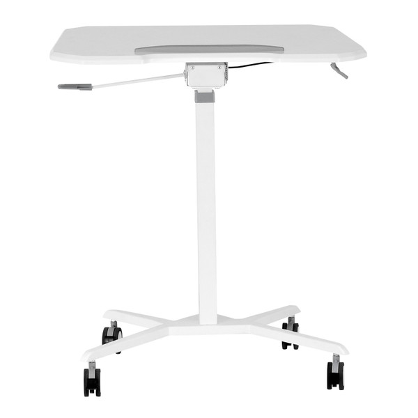 RTA-B008-WHT Techni Mobili White Sit To Stand Mobile Laptop Computer Stand With Height Adjustable And Tiltable Tabletop