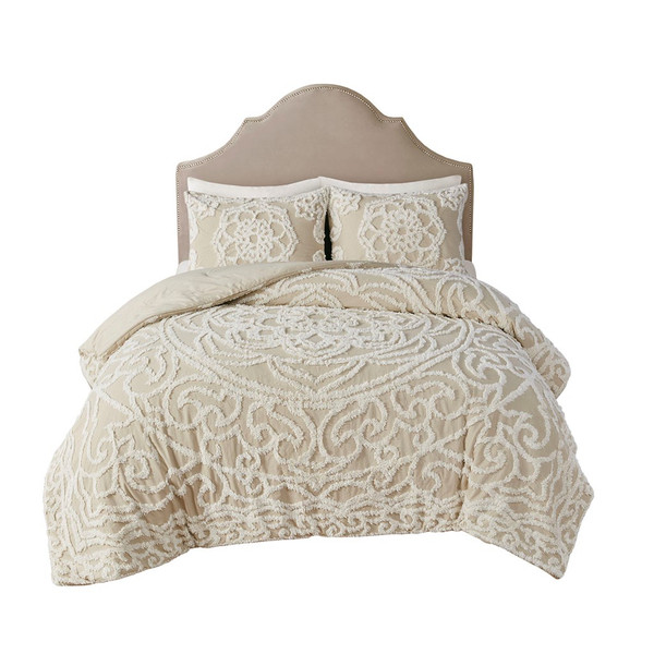 Laetitia Tufted Cotton Chenille Medallion Comforter Set Full/Queen By Madison Park MP10-7114